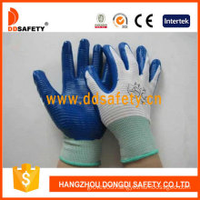 White Nylon with Blue Nitrile Glove-Dnn343